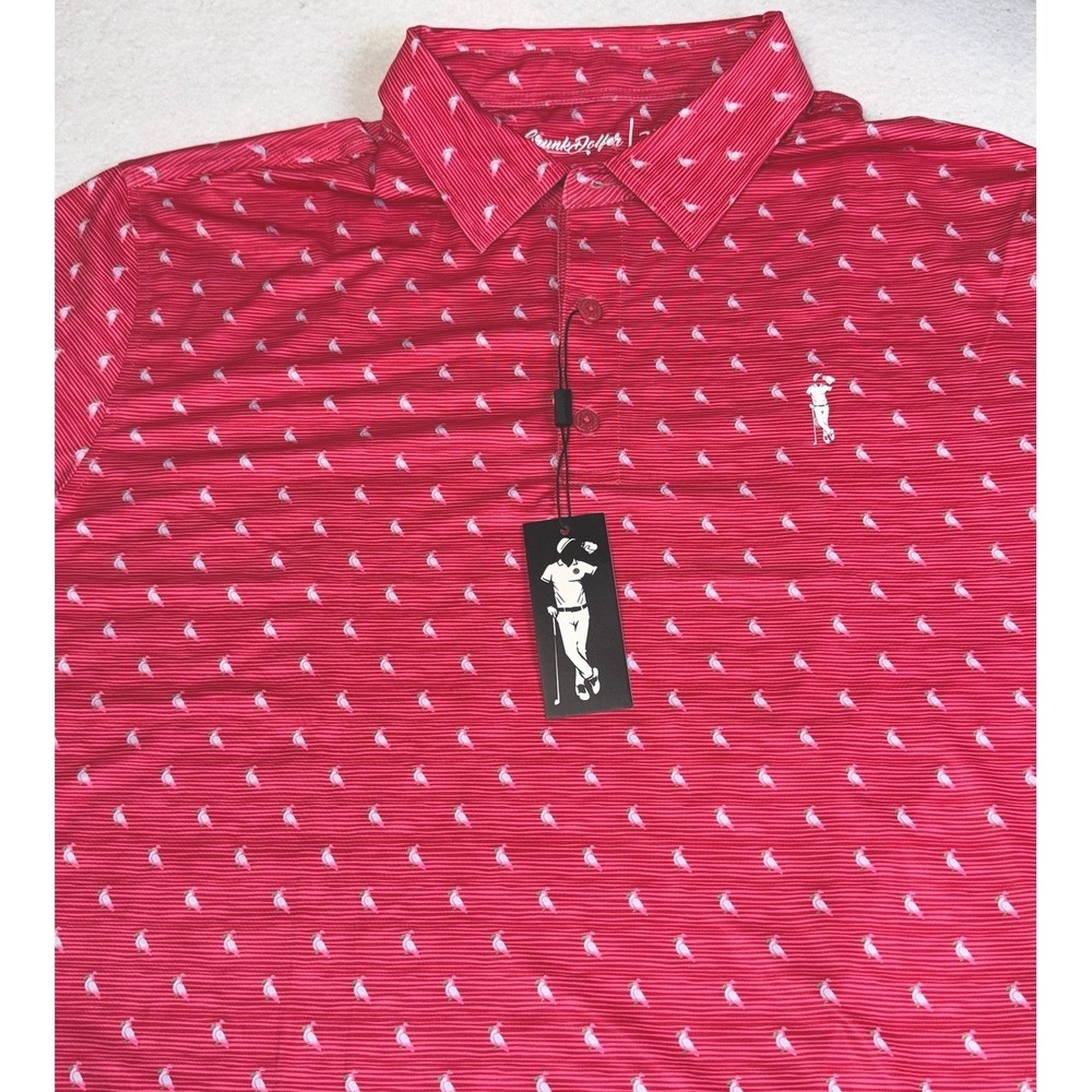 Grunk‎ Dolfer Golf Polo Shirt Mens 3XL Pink Bird Print Performance NWT